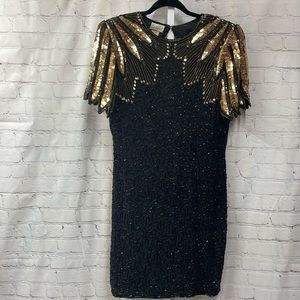 Elegant Black and Gold Sequin Dress